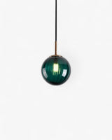 Amber glass pendant light with iron detailing - vintage-inspired ceiling lamp - OpalDwell
