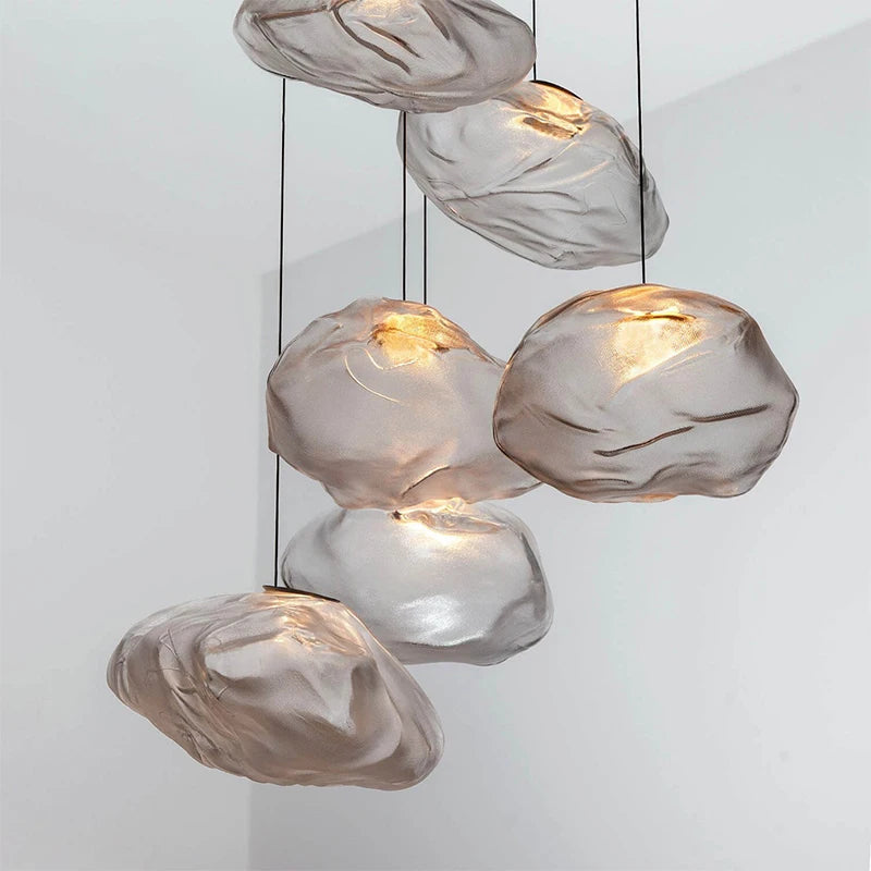 Amber toned pendant lamp for bedroom accent