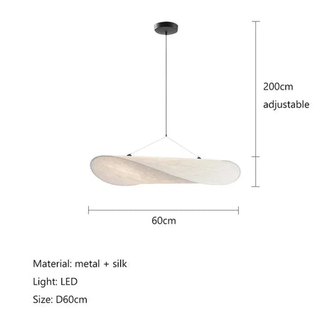 Fabric pendant light side angle detail view