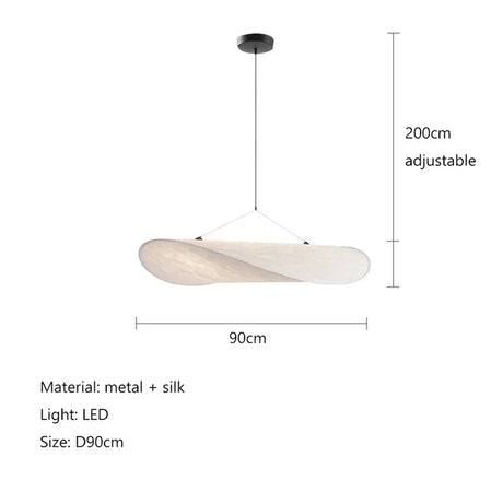 Fabric pendant light warm calming glow scene