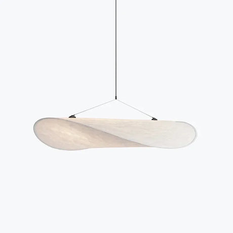 Fabric pendant lamp organic silhouette close-up