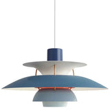 Metal pendant light side angle detail view