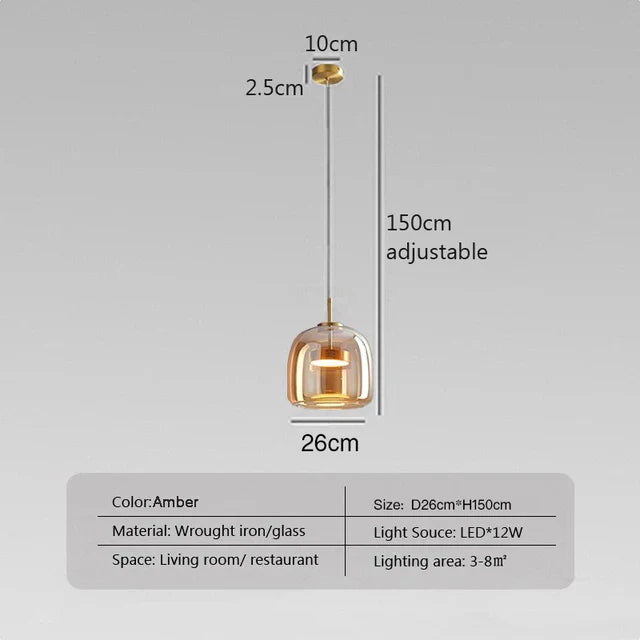 Glass and metal pendant lamp finish detail