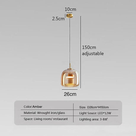 Glass and metal pendant lamp finish detail