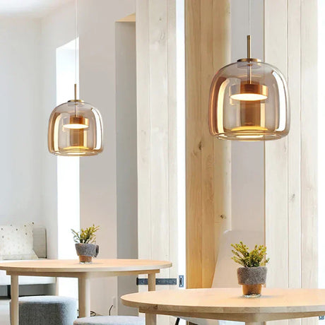 Glass pendant light close-up surface texture