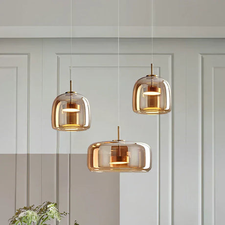 Glass pendant light soft ambient glow design for bedroom