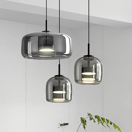 Glass pendant lamp size comparison view