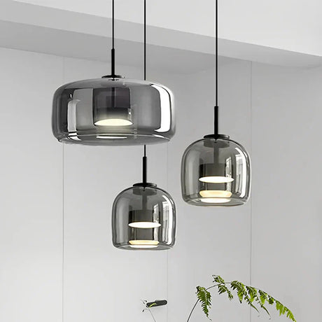 Glass Pendant Light Installed Overhead View OpalDwell