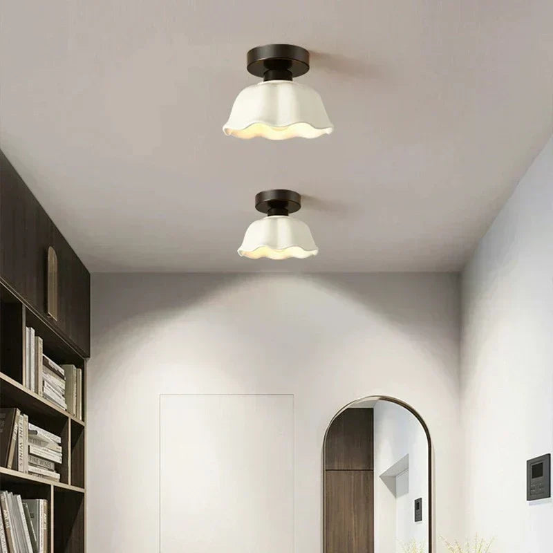 Glass and Ceramic Chandelier for Living Room