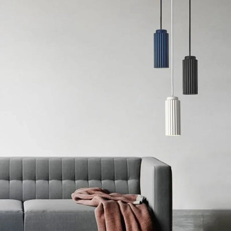 Nordic Ribbed Pendant Light Matte White Finish Detail