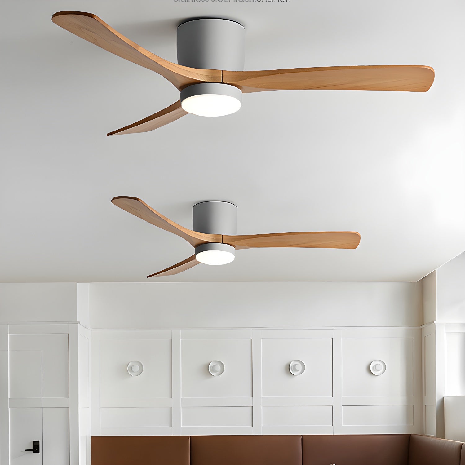 Wood Ceiling Fan LED Light Side View