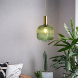 Fluted Glass Pendant Lamp in White Finish