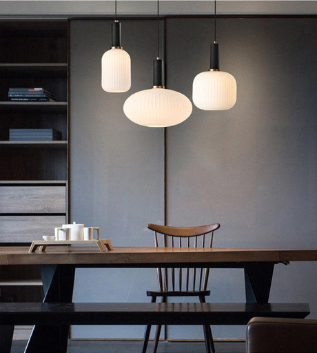 Nordic Fluted Glass Pendant Lamp for Modern Interiors OpalDwell
