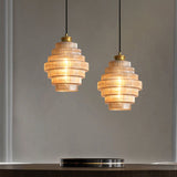 Brass pendant lamp warm ambient glow view
