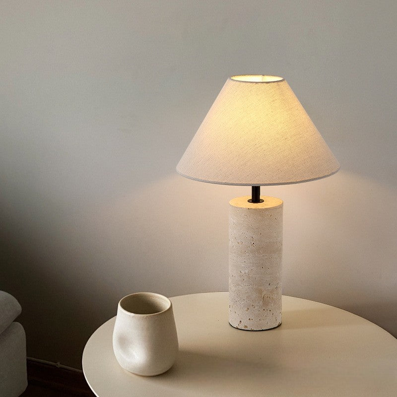 Travertine Table Lamp Warm Ambient Glow for Bedroom
