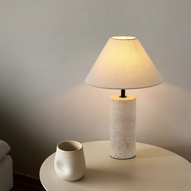 Travertine Table Lamp Warm Ambient Glow for Bedroom