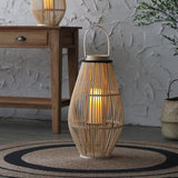 Multi Head Floor Lamp Bamboo Wood Rattan Detail