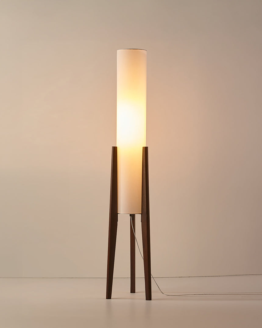 Walnut wood floor lamp fabric shade Nordic style