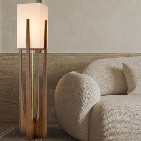 Linen shade floor lamp for living room