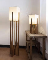 Minimalist standing lamp brass accents