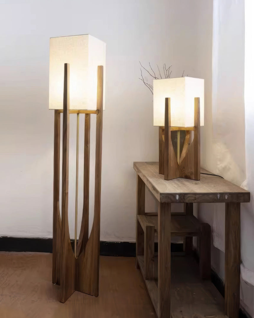 Minimalist standing lamp brass accents