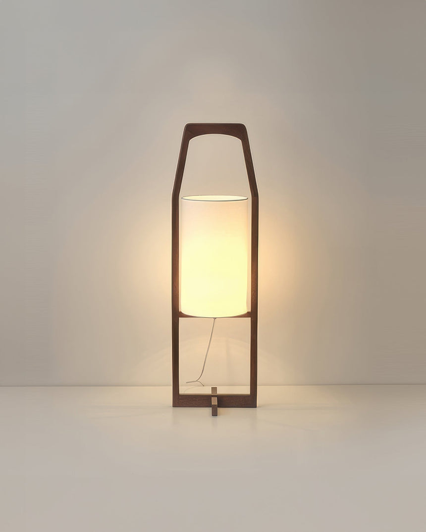 Japanese Wood Floor Lamp Fabric Shade Diffused Light