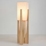 Walnut floor lamp with fabric shade detail