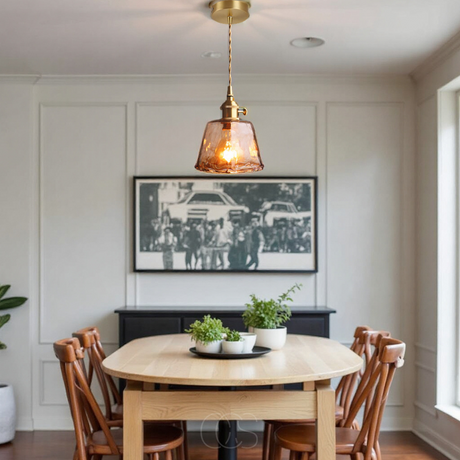 Amber Glass Pendant Light – dome design detail view | OroDwell