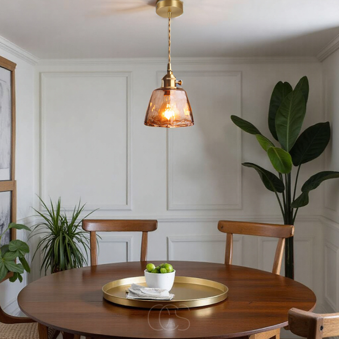 Glass Pendant Light with ambient lighting for hallway | OroDwell