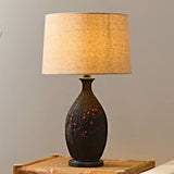 Ceramic Table Lamp Linen Shade Close-Up