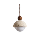 Warm Wood Pendant Light Glass Globe Design