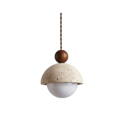 Warm Wood Pendant Light Glass Globe Design