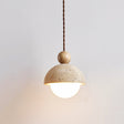 Hand-Shaped Travertine Pendant Light Fixture