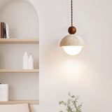 Hand-Shaped Travertine Pendant Light Fixture