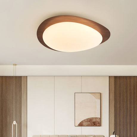Walnut Wood Ceiling Light Pebble Silhouette