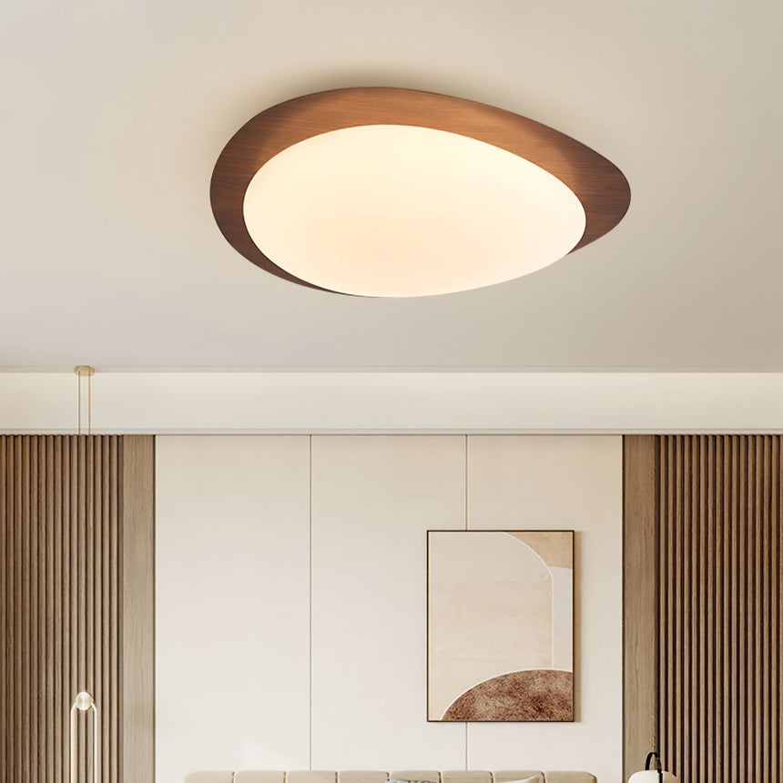 Walnut Wood Ceiling Light Pebble Silhouette