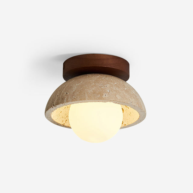 Travertine Wood Ceiling Light Sculptural Design