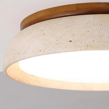 Travertine stone light close-up detail
