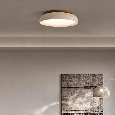 Natural travertine ceiling light for hallway