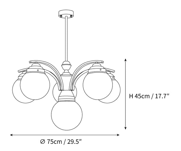 Round Chandelier 6-Lamp Configuration Detail View - OpalDwell