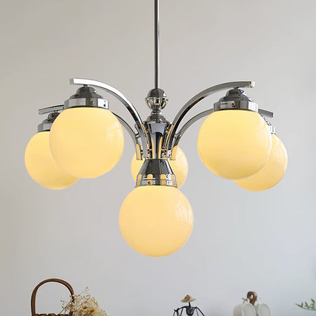 Eloria Round Pink and White Chandelier Close-Up View - OpalDwell
