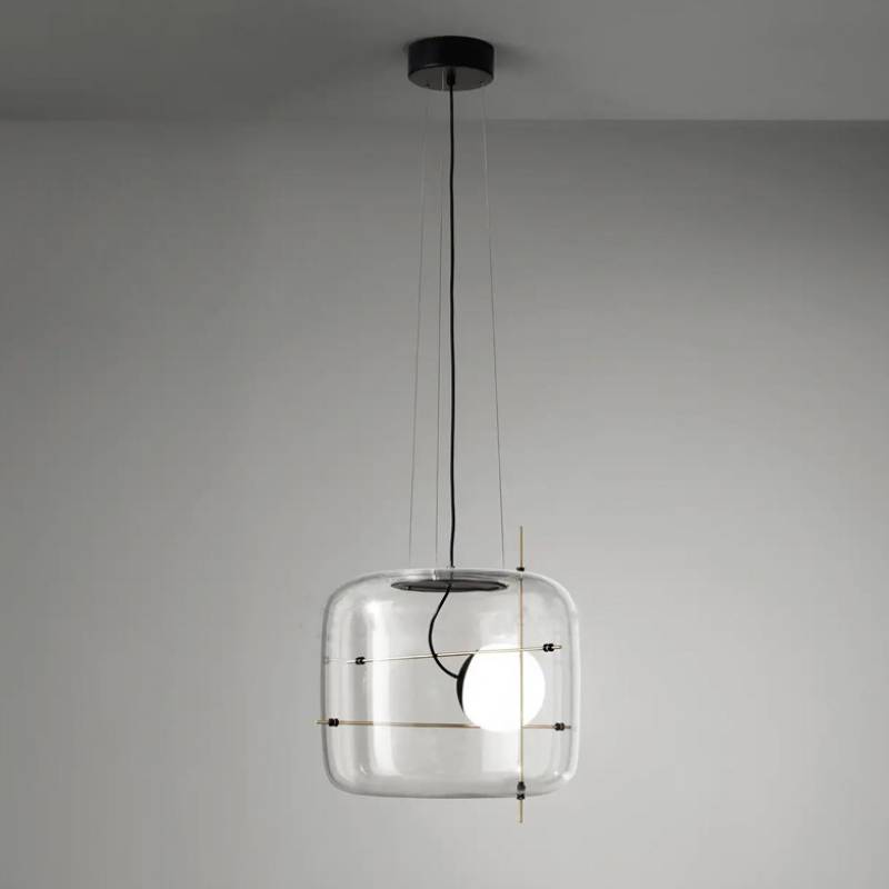 Glass Pendant Lamp Black Finish Detail OpalDwell