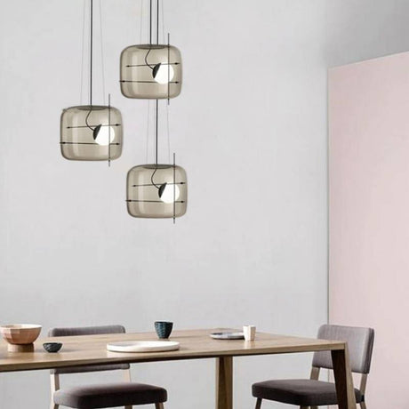 Glass Pendant Lamp Smoke Grey Finish OpalDwell