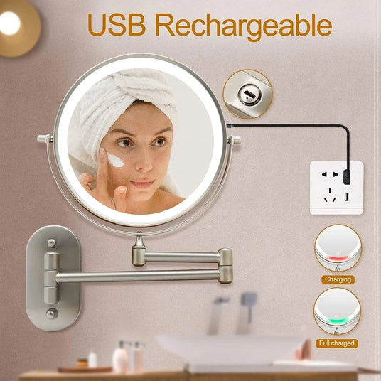 Led magnifying vanity mirror - 3x to 10x magnification