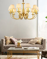 Fabric Shade Chandelier Detail Close Up