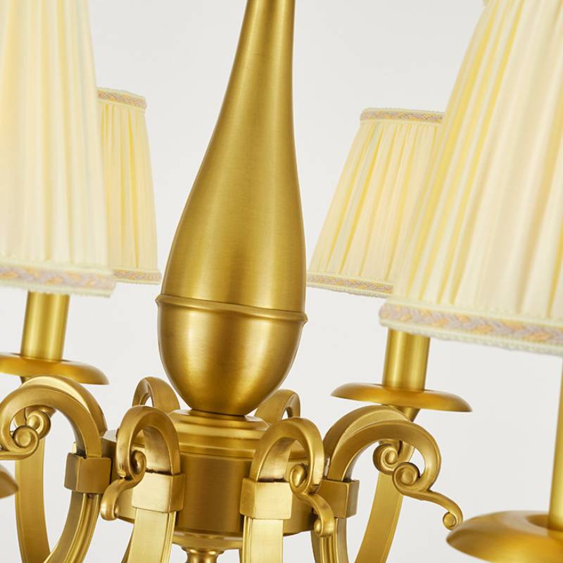 Fabric Shade Chandelier Detail Close Up