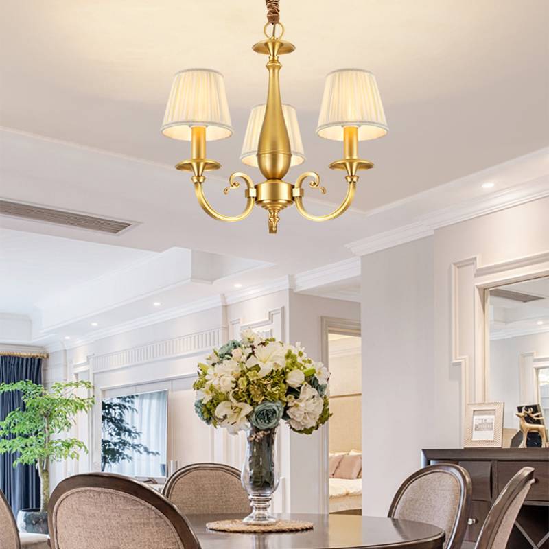 Fabric Shade Chandelier for Living Area