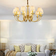 Brass Chandelier with Fabric Shades for Dining Room