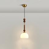 Wood and Brass Pendant Lamp Side View Detail