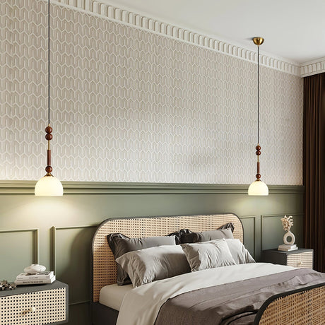 Roman Inspired Pendant Lamp with Wood and Brass Detail